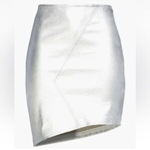 ba&sh Jupe Party Asymmetrical Leather Mini Skirt NWT
